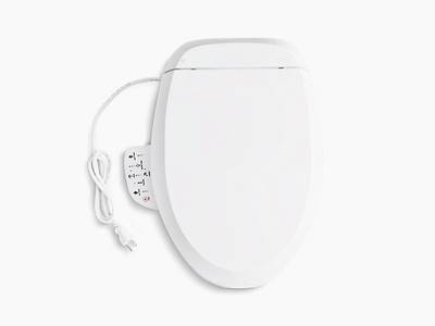 KOHLER K-4737T-0 Elongated Warm Water Bidet Toilet Seat, White with Quiet-Close Lid and Heated Seat, Automatic Deodorization and Nightlight Western Commode