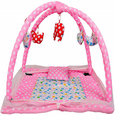 Chote Janab Cotton Bedding Set Play Gym with Mosquito Net Baby Bed crib(Fabric, Pink)