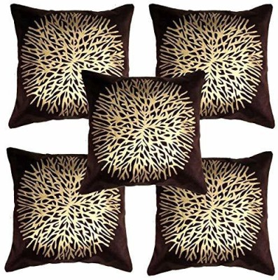 pk craft Printed Cushions Cover(Pack of 5, 40 cm*40 cm, Brown, Gold)