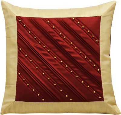 ZIKRAK EXIM Self Design Cushions Cover(60 cm*60 cm, Beige, Maroon)