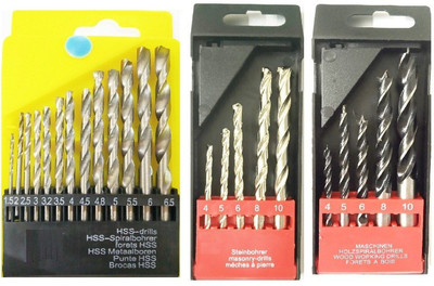 Inditrust Combo of 3 drill bits wood masonry and HSS 13pc