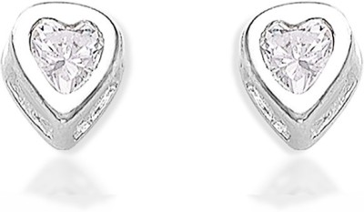 TARAASH 925 Sterling Cz Heart Shape Stud Silver Earrings For Women CBER362I-01 Cubic Zirconia Sterling Silver Stud Earring