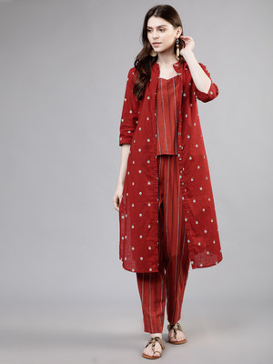 Vishudh Women Ethnic Top Pant Ethnic Jacket Set