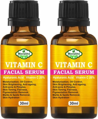 Meralite Vitamin C Facial Serum with Anti Aging, Skin Lighting & Skin Whitening (Pack of 2)(60 ml)