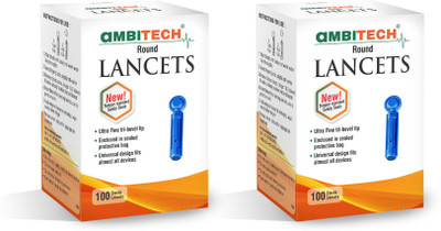 AMBITECH Round Lancets (Pack of 2) Glucometer Lancets(200)
