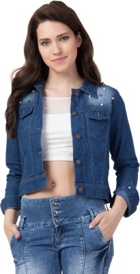 FUNDAY FASHION 3/4th Sleeve Solid Women Denim Jacket