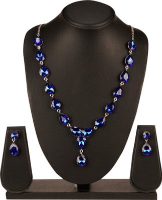 R A Enterprises Alloy Rhodium Blue Jewellery Set(Pack of 1)