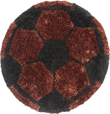 KALYAN GLOBAL Brown, Black Polyester Area Rug(2 ft,  X 2 ft, Circle)