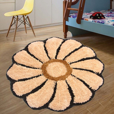 KALYAN GLOBAL Beige Polyester Area Rug(2 ft,  X 2 ft, Circle)