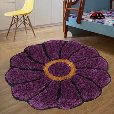 KALYAN GLOBAL Purple Polyester Area Rug(2 ft,  X 2 ft, Circle)