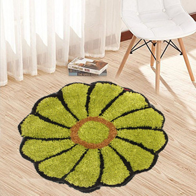 KALYAN GLOBAL Green Polyester Area Rug(2 ft,  X 2 ft, Circle)