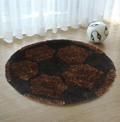 KALYAN GLOBAL Brown Polyester Area Rug(2 ft,  X 2 ft, Circle)