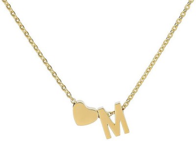 Maverick Niche Alphabet 'M' & Tiny Heart Pendant Locket Chain Metal, Alloy Necklace