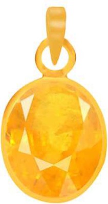 CLEAN GEMS Natural Certified Yellow Sapphire (Pukhraj) 5.25 Ratti or 4.8 Carat for Male & Female Panchdhatu Pendent Gold-plated Alloy Pendant
