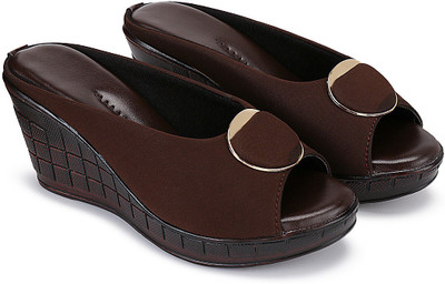 Arihant Women Heels(Brown, Gold, Burgundy , 8)