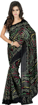 MINE CHOICE Printed Bandhani Crepe Saree(Multicolor)