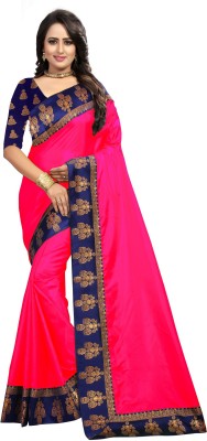 Goripati Fashion Solid/Plain Bollywood Silk Blend Saree(Pink)