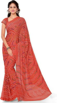 MINE CHOICE Printed Bandhani Crepe Saree(Multicolor)