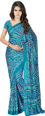 MINE CHOICE Printed Bandhani Crepe Saree(Multicolor)