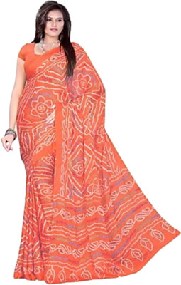 MINE CHOICE Printed Bandhani Crepe Saree(Multicolor)
