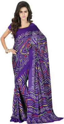 MINE CHOICE Printed Bandhani Crepe Saree(Multicolor)