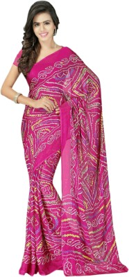 MINE CHOICE Printed Bandhani Crepe Saree(Multicolor)