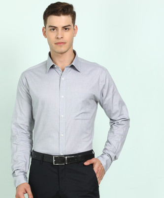 Raymond Men Self Design Formal Grey Shirt