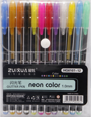 Definite Glitter Pen Neon Color 1.0 mm Superfine Tip Nib Sketch Pen(Multicolor)