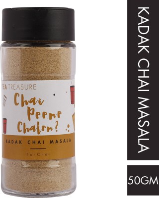 TeaTreasure Kadak Masala Chai Ginger, Cinnamon, Cardamom Masala Tea Glass Bottle(50 g)