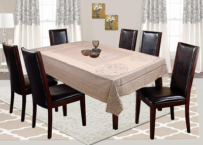 KUBER INDUSTRIES Printed 6 Seater Table Cover(Gold, Cotton)