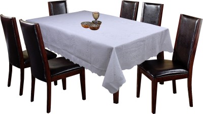 KUBER INDUSTRIES Printed 6 Seater Table Cover(White, Cotton)