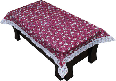 LITHARA Floral 4 Seater Table Cover(Maroon, White, Polyester)