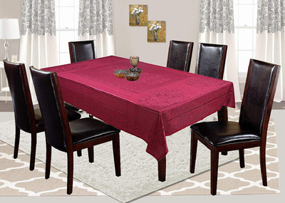 KUBER INDUSTRIES Printed 6 Seater Table Cover(Maroon, Cotton)