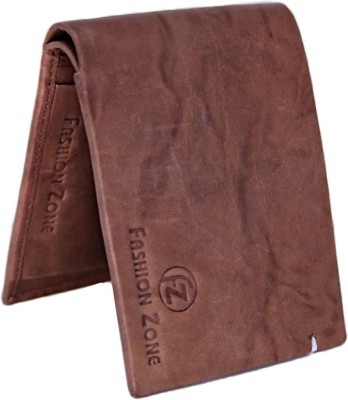 Fashion Zone Men Casual Brown Genuine Leather Wallet(5 Card Slots)