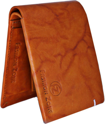Fashion Zone Men Casual Tan Genuine Leather Wallet(5 Card Slots)