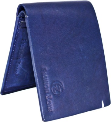 Fashion Zone Men Casual Blue Genuine Leather Wallet(5 Card Slots)