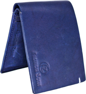 Fashion Zone Men Casual Blue Genuine Leather Wallet(5 Card Slots)