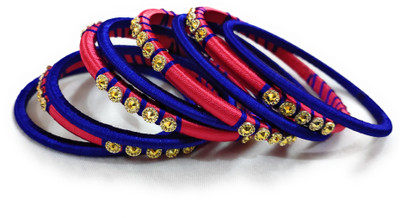 Hasini Creations Silk Dori Bangle Set(Pack of 9)