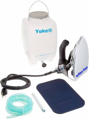 Yoke UK-300 Gravity Steam Press Industrial Electric Iron with Ultraglide Soleplate (Blue) Free with one Teflon Shoe 1200 W Steam Iron