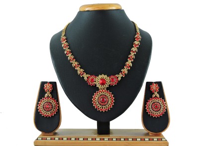 VATSALYA creation Alloy Gold-plated Red, Gold Jewellery Set(Pack of 1)