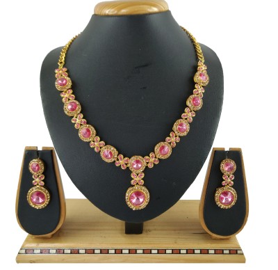 VATSALYA creation Alloy Gold-plated Pink, Gold Jewellery Set(Pack of 1)