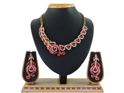 VATSALYA creation Alloy Gold-plated Red, White Jewellery Set(Pack of 1)