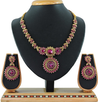 KAHAR CREATION Alloy Gold-plated Pink Jewellery Set(Pack of 1)