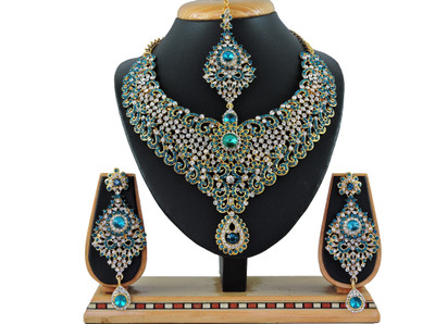 KAHAR CREATION Alloy Gold-plated Blue Jewellery Set(Pack of 1)