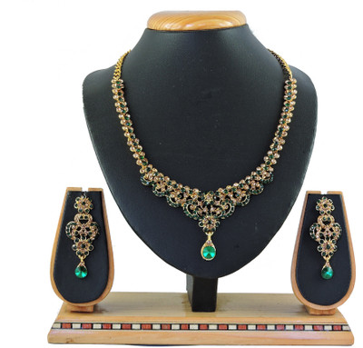 KAHAR CREATION Alloy Gold-plated Green, Gold Jewellery Set(Pack of 1)