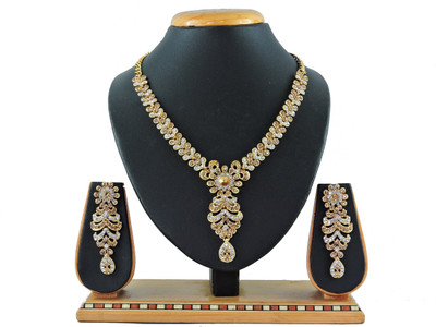 KAHAR CREATION Alloy Gold-plated Gold, White Jewellery Set(Pack of 1)
