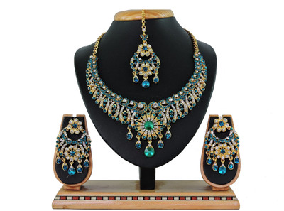 VATSALYA creation Alloy Gold-plated Turquoise Jewellery Set(Pack of 1)