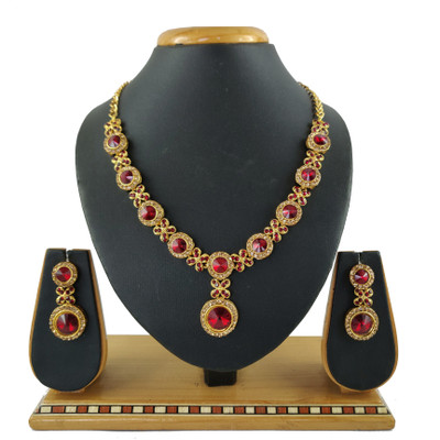 VATSALYA creation Alloy Gold-plated Maroon Jewellery Set(Pack of 1)