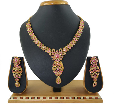 KAHAR CREATION Alloy Gold-plated Pink, Gold Jewellery Set(Pack of 1)