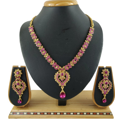 VATSALYA creation Alloy Gold-plated Pink Jewellery Set(Pack of 1)